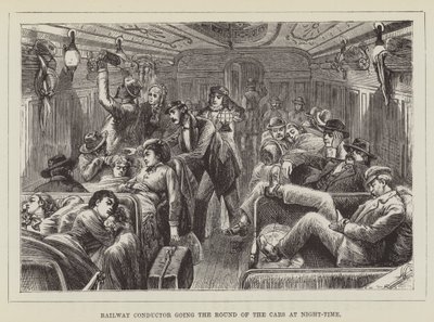 El conductor del tren haciendo la ronda de los coches por la noche de George Augustus Sala