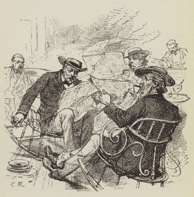 Leyendo los periódicos, mecedoras de George Augustus Sala