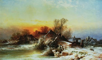 Noche de invierno en el muelle, Surrey de George Augustus Williams