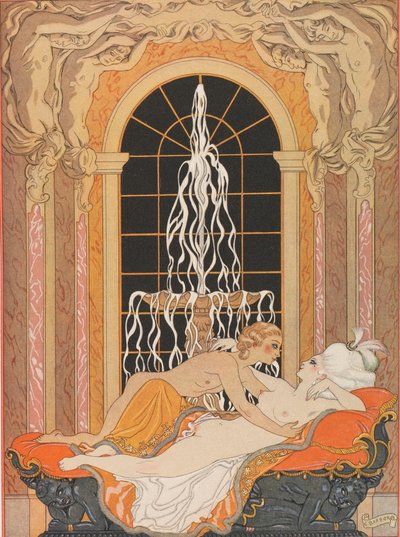 Ilustración para la novela epistolar Las relaciones peligrosas, 1934 de George Barbier