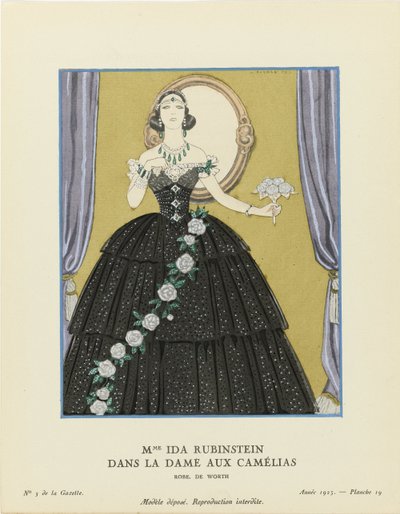 Mme Ida Rubinstein en La Dame aux Camélias, Gazette du Bon Ton, 1923 de George Barbier