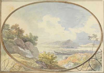 Landscape Set in an Oval (Paisaje montañoso a través de una ventana oval) de George Barret