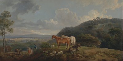Buenos días: Paisaje con yeguas y ovejas de George Barret