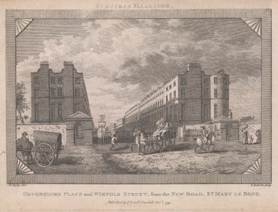 Devonshire Place y Wimpole Street ... de George Barret Jr.