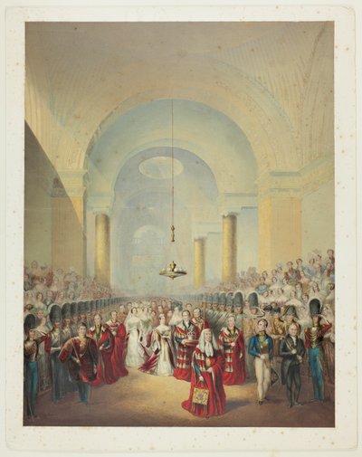 Llegada de Su Graciosa Majestad a la Cámara de los Lores para inaugurar el primer Parlamento de su reinado de George Baxter