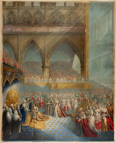 Su Graciosa Majestad la Reina Victoria recibiendo el Sacramento en su Coronación de George Baxter