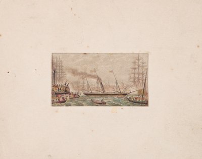 Caja de Agujas: La Flota Real en la Bahía de Kilkenny (?) de George Baxter