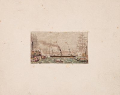 Impresión de caja de agujas: La flota real en la bahía de Kilkenny, 1850 de George Baxter