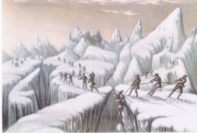 Etapas en el ascenso del Mont Blanc, de British Adventure publicado por Collins, 1947 de George Baxter