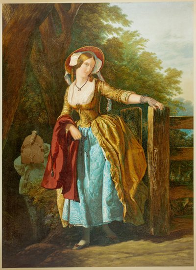 La mirada de despedida (con hombre y caja) de George Baxter