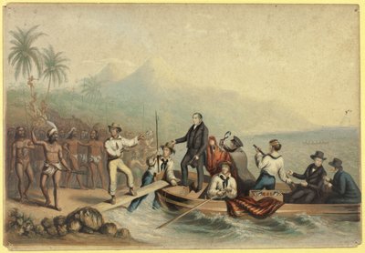 La Recepción del Rev. J. Williams, en Tanna en los Mares del Sur, el Día Antes de ser Asesinado de George Baxter