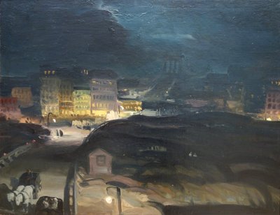 Aproximación al puente de noche de George Bellows