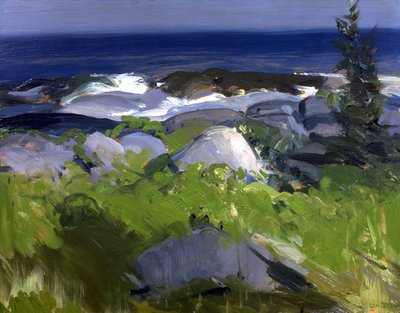 Orilla cubierta de enredaderas--Isla Monhegan de George Bellows