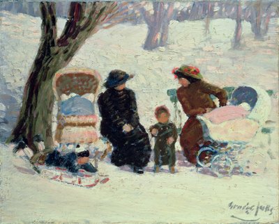 Niñeras, Parque de High Bridge (óleo sobre lienzo) de George Benjamin Luks