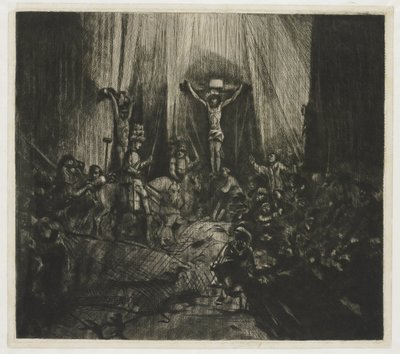 Cristo crucificado entre los dos ladrones: 