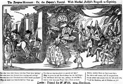 Los dolientes europeos, o el funeral del emperador con el progreso de Belleisle hacia la cautividad, 1745 de George Bickham