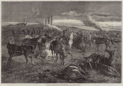 Caballos sin jinete respondiendo a la Llamada del Regimiento después de una Batalla de George Bouverie Goddard