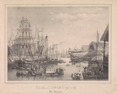 Botadura del buque de 84 cañones HMS "Thunderer" en Woolwich Dockyard de George Bryant (after) Campion