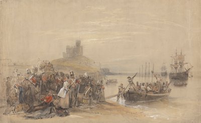 Escena costera con tropas embarcadas de George Bryant Campion