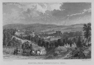Exeter, desde la Colina Pensylvania (grabado) de George Bryant Campion