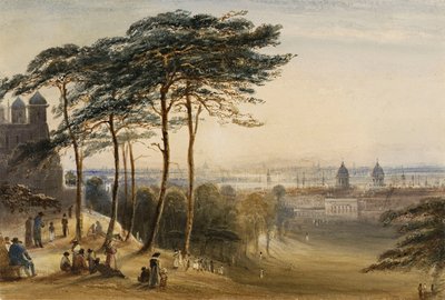 Greenwich desde la colina del Observatorio, c.1850 (acuarela) de George Bryant Campion