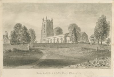 Iglesia de Ellastone: dibujo a sepia, 1841 de George Buckler