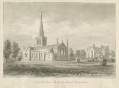 Iglesia de Hilderstone: dibujo en sepia, 1841 de George Buckler