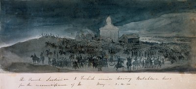 Los ejércitos francés, sardo y turco saliendo de las líneas de Balaklava para un reconocimiento, 1854 circa de George Cadogan