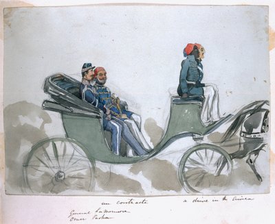 Un contraste: General La Marmora y Omar Pasha, un paseo en Crimea, de un álbum de pinturas y bocetos conocido como 