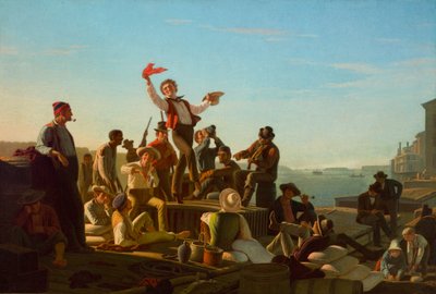 Jolly Flatboatmen en Puerto de George Caleb Bingham