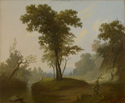 Paisaje con pescador de George Caleb Bingham