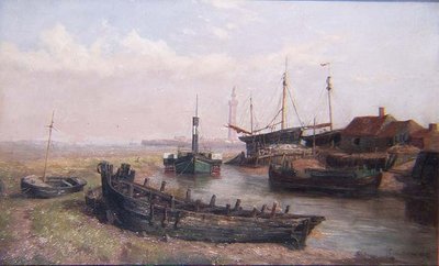 La desembocadura del río Freshney, cerca de Grimsby, Lincolnshire de George Cammidge