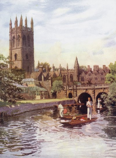 Oxford: Magdalen College y puente desde el Cherwell de George Carline