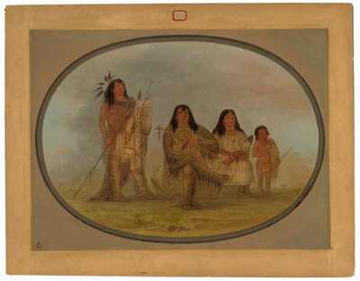 Un jefe Blackfoot, su esposa y un chamán de George Catlin