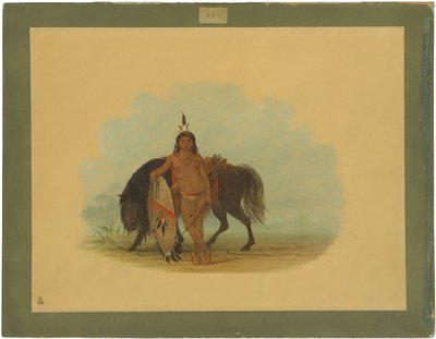 Un Guerrero Cheyenne Descansando Su Caballo de George Catlin