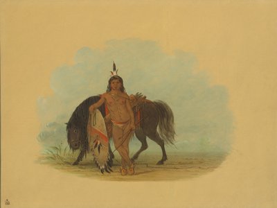 Un guerrero Cheyenne descansando su caballo, 1861-1869 de George Catlin