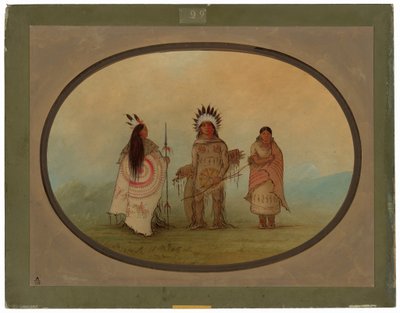 Un jefe Crow, un guerrero y su esposa de George Catlin