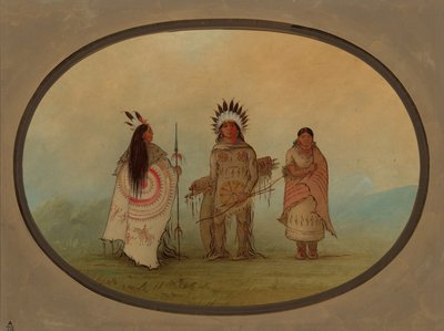 Un jefe Crow, un guerrero y su esposa, 1855-1869 de George Catlin