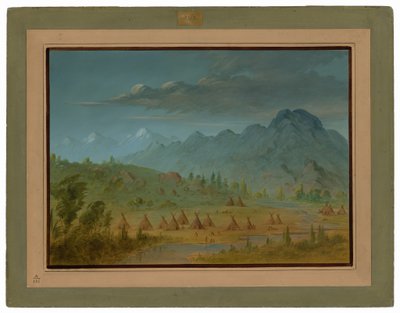 Un pueblo Crow y las montañas del río Salmon de George Catlin