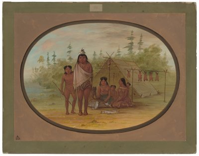 Un jefe de los Flathead con su familia de George Catlin
