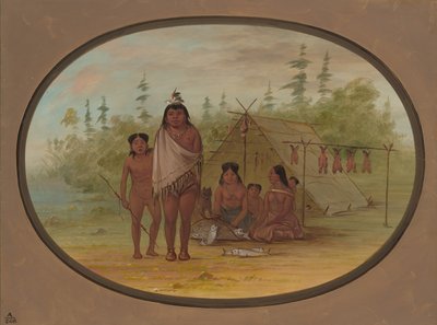 Un Jefe Flathead con su familia de George Catlin