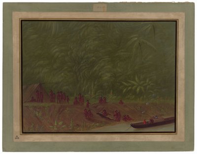 Campamento Mura - Boceto de Barco de George Catlin