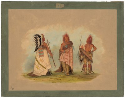 Un jefe Pawnee con dos guerreros de George Catlin