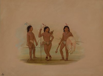 Un jefe Puelchee y dos jóvenes guerreros, 1854-1869 de George Catlin