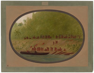 Un pequeño pueblo Orejona de George Catlin