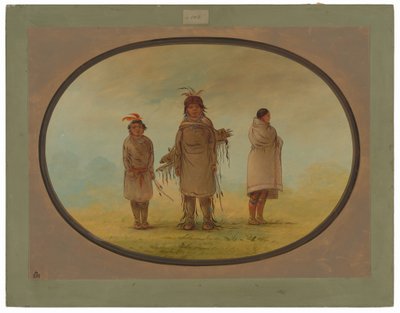 Un Guerrero de Piedra, Su Esposa y un Niño de George Catlin