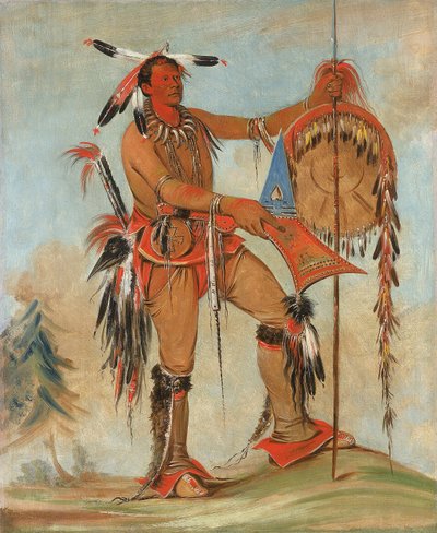 Ah-móu-a, la ballena, uno de los principales valientes de Kee-o-kúk de George Catlin