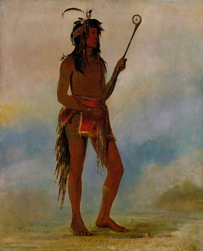 Ah-nó-je-nahge, El que se para en ambos lados, un jugador de pelota distinguido, 1835 de George Catlin