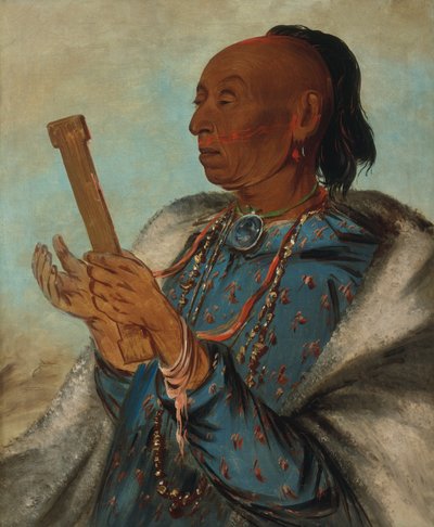 Ah-tón-we-tuck, Pavo de Cola, Repitiendo su Oración, 1830 de George Catlin