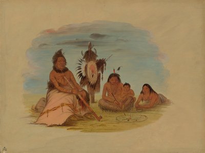 Un jefe minatarree anciano y su familia, 1861-1869 de George Catlin